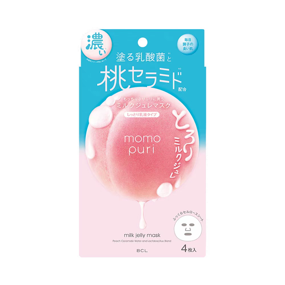 [清仓]BCL momopuri蜜桃乳酸菌补水保湿果冻面膜 浓密型 4片